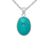 Turquoise Oval Pendant Necklace in Sterling Silver with Chain
